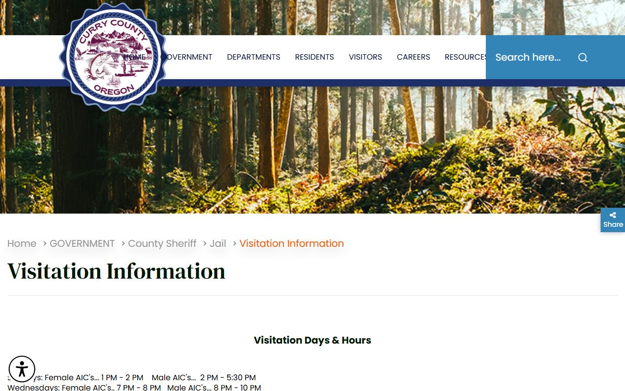 Curry County Jail visitation information for inmate visits