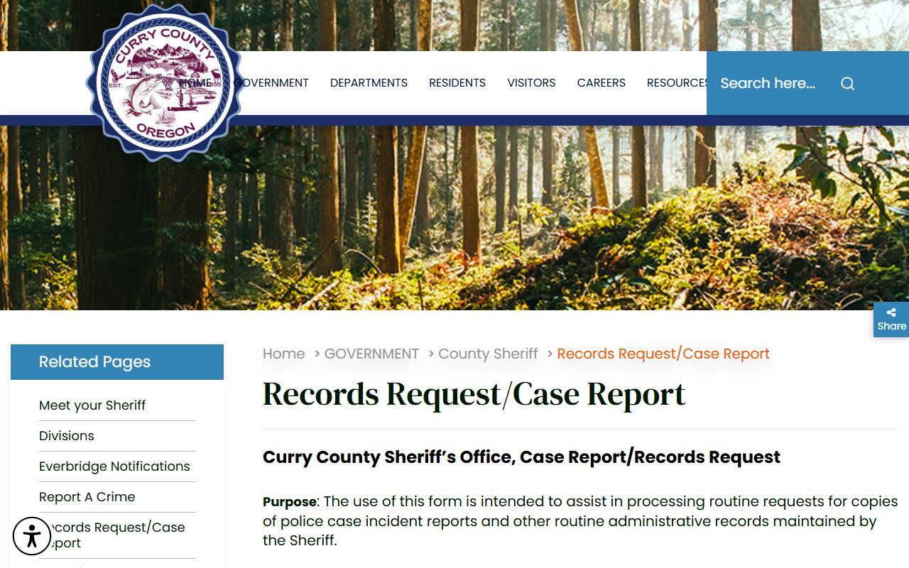 Curry County inmate records sheriff records request page